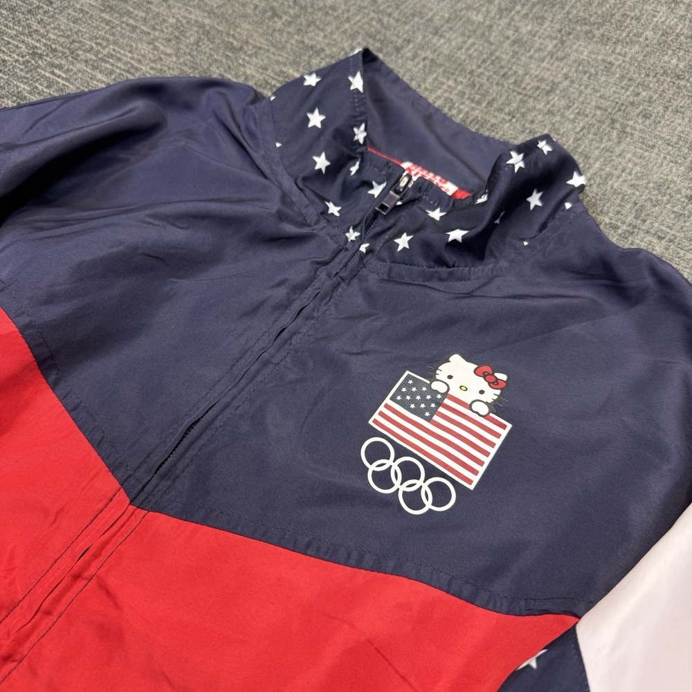 Team USA Jacket Youth L 10/12 Red Blue Hello Kitty Olympics Zip Windbreaker‎